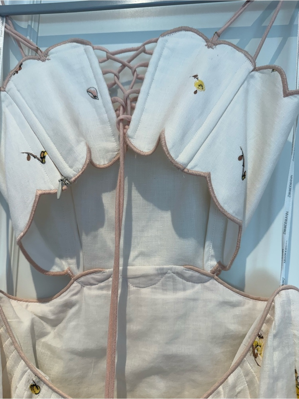 Zimmermann Cream Dress with Pastel Floral Embroidery - Picture 5 of 7